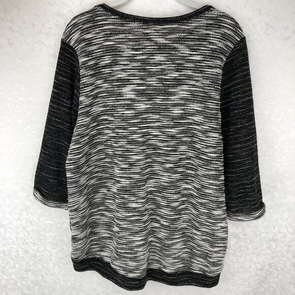 H&M Women’s Black & White Striped Sweater with 3/4 Length Sleeves Size M - Picture 2 of 15